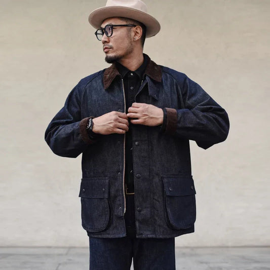 Morgan | Men’s Denim Trench Coat – Rugged Elegance & Timeless Style