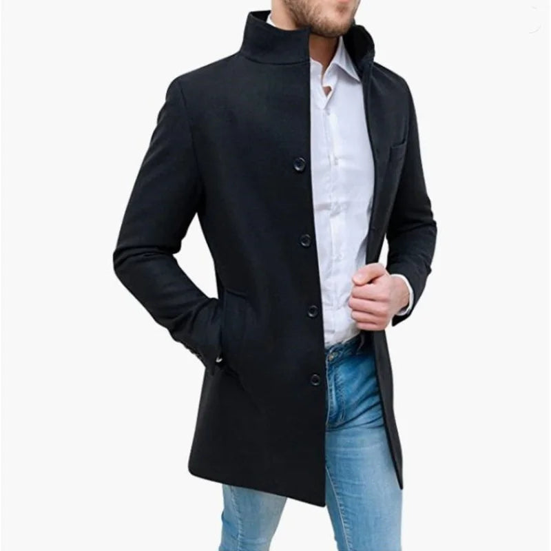 Olivia | Classic Button-Up Long Coat for Men