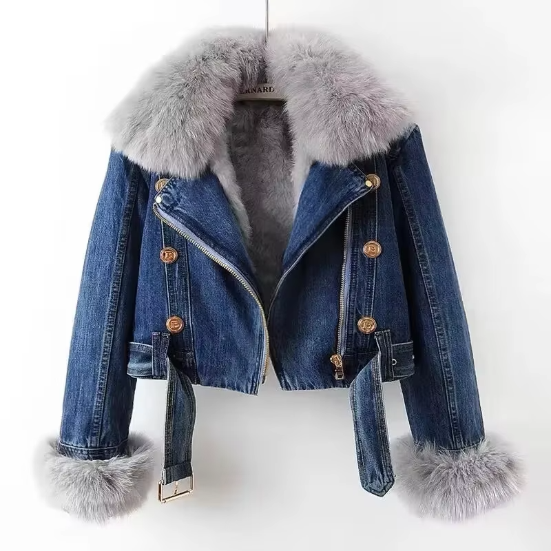 Amelia | Luxury Faux Fur Denim Jacket