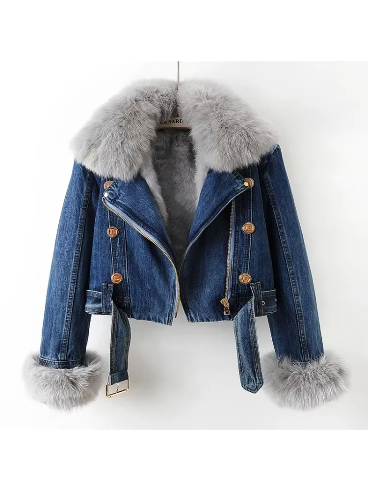 Amelia | Luxury Faux Fur Denim Jacket