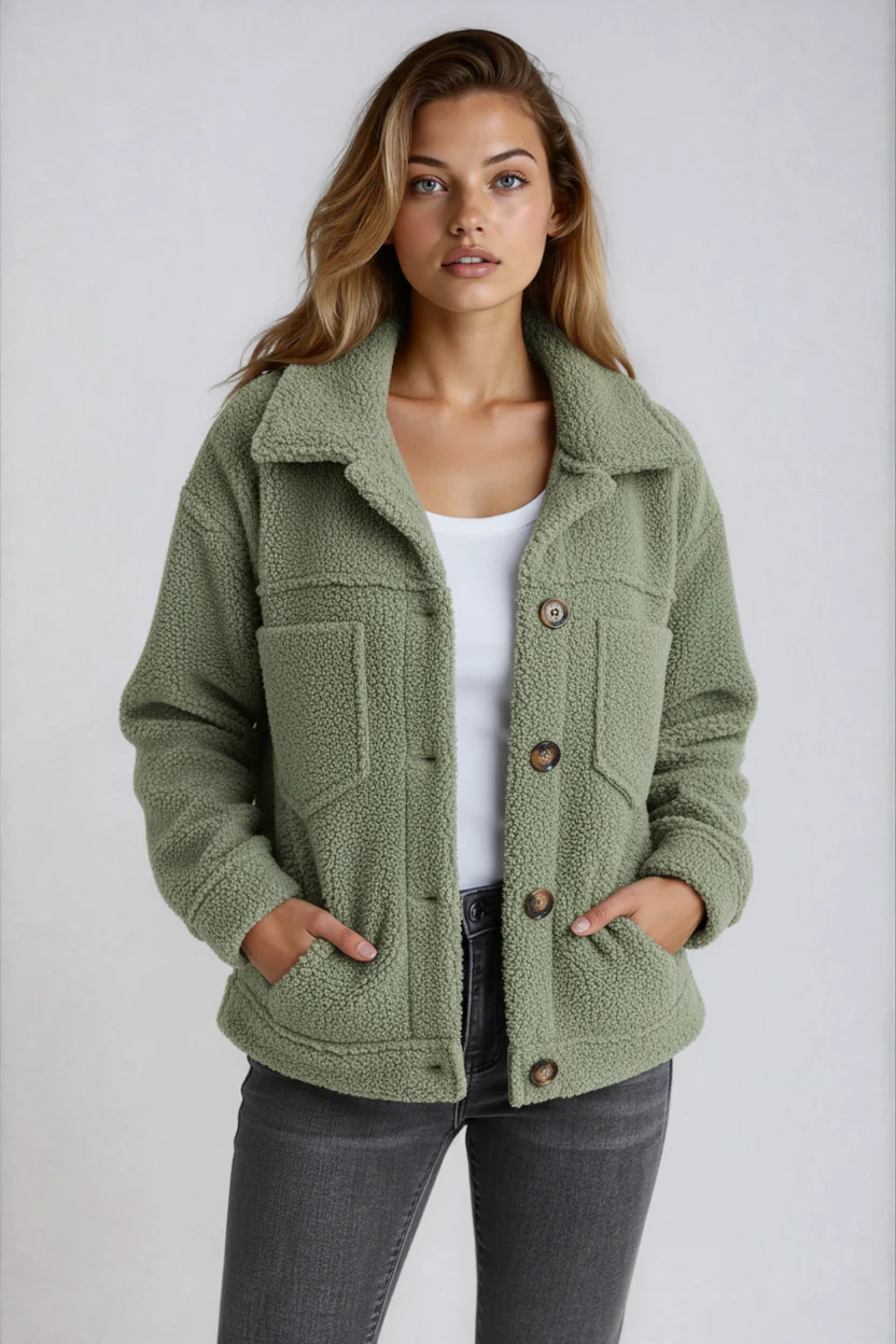 Isla | Soft Fleece Button Jacket – Cozy • Stylish • Everyday Comfort